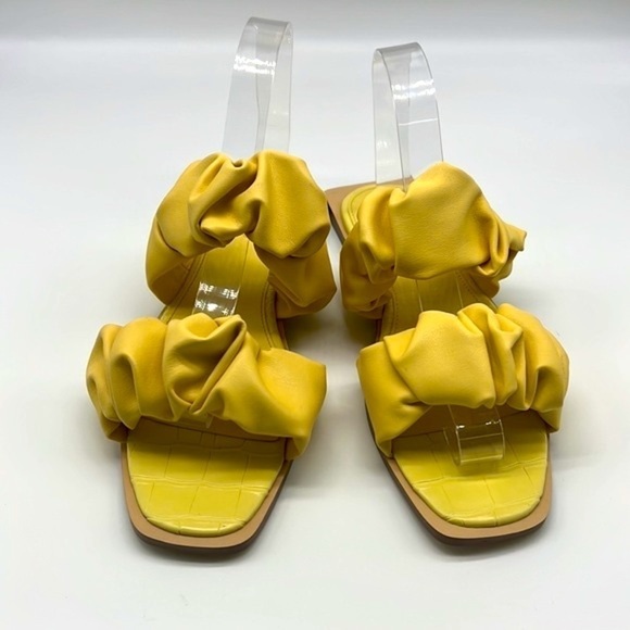 Circus By Sam Edelman - Iggy Ruched Bright Yellow Leather Strap Sandals Size 7.5 - Picture 2 of 14
